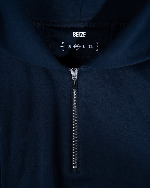 SEIZE - ANTISTATIC HALF ZIP OVERSIZED HOODIE - OCEAN CURRENT