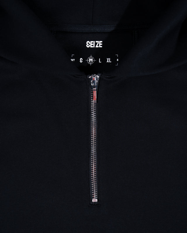 SEIZE - ANTISTATIC HALF ZIP OVERSIZED HOODIE - VOID BLACK