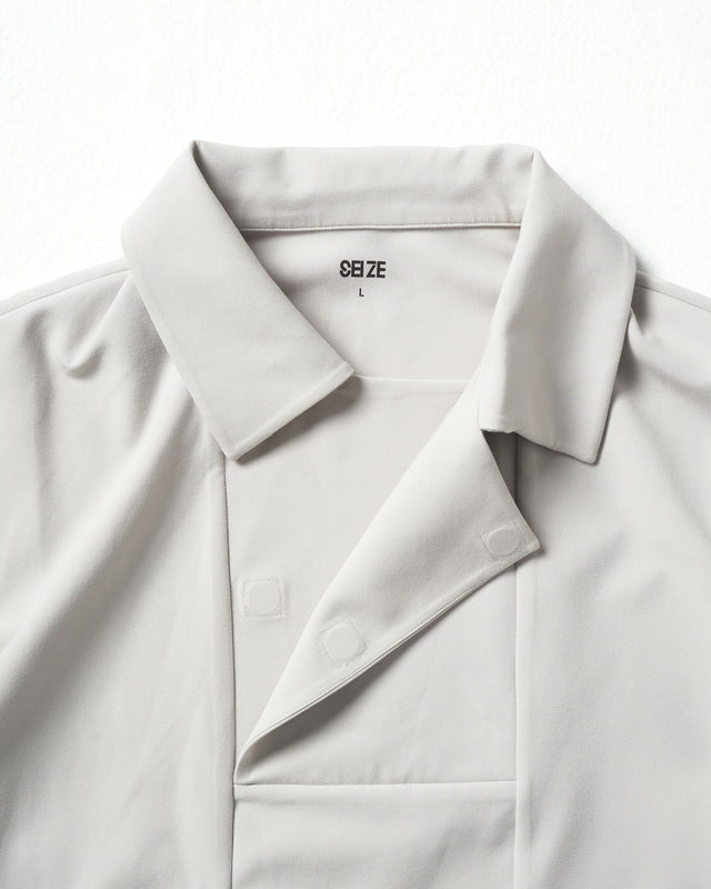 SEIZE - STAND COLLAR MAGNETIC LONG SHIRT - PLAIN GREY