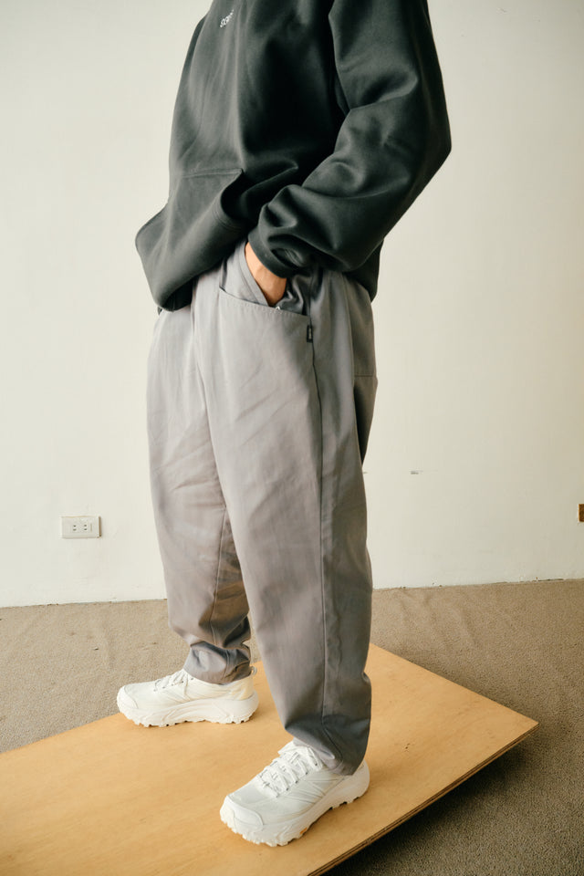 SEIZE - WIDE TAPERED SAROUEL PANTS - TITANIUM GREY