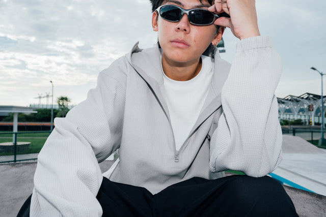 SEIZE - WAFFLE HALF ZIP PULLOVER - LIGHT SLATE