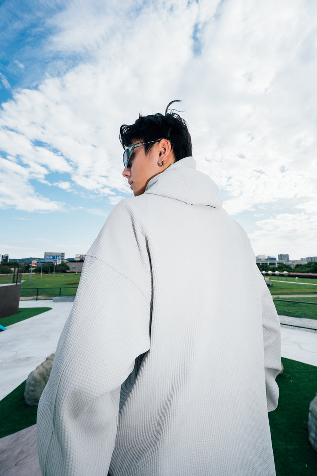 SEIZE - WAFFLE HALF ZIP PULLOVER - LIGHT SLATE