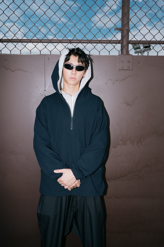 SEIZE - WAFFLE HALF ZIP PULLOVER - METRO OCEAN