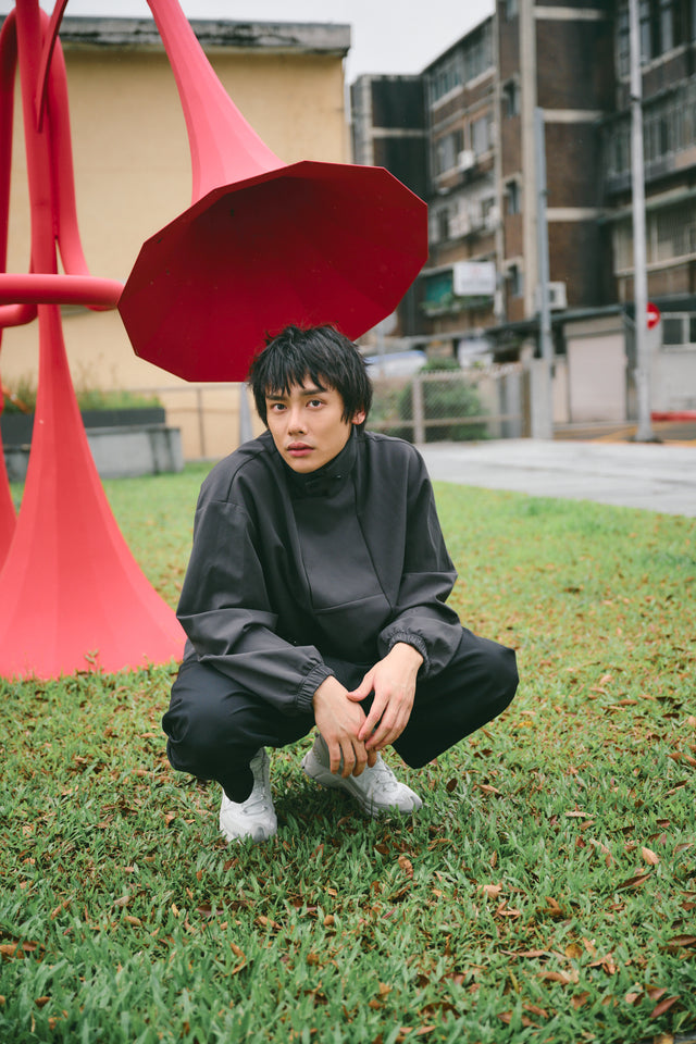 SEIZE - STAND COLLAR MAGNETIC LONG SHIRT - MOON GREY