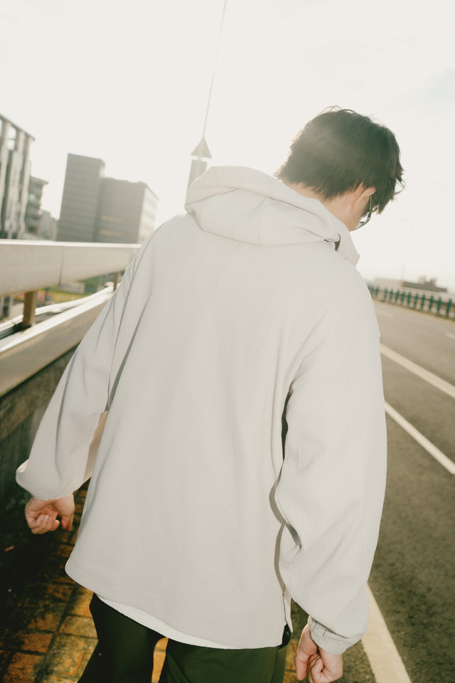 SEIZE - WAFFLE HALF ZIP PULLOVER - LIGHT SLATE