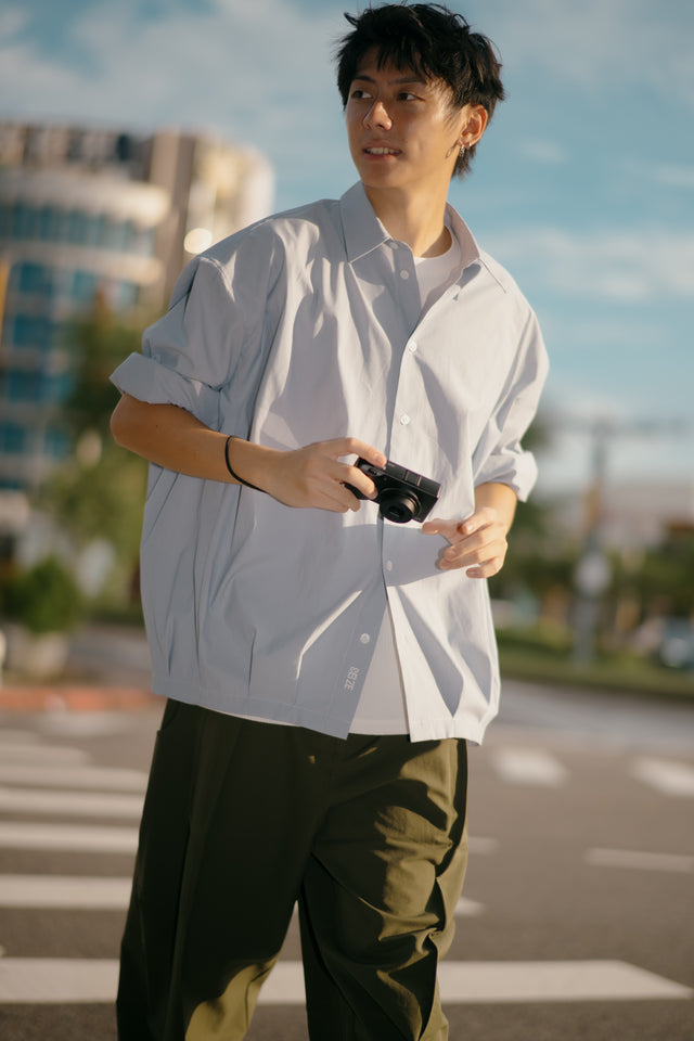 SEIZE - PINSTRIPES BALLOON SHIRT - CLOUD BREEZE
