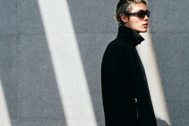 SEIZE - STAND COLLAR MAGNETIC LONG SHIRT - MATTE BLACK