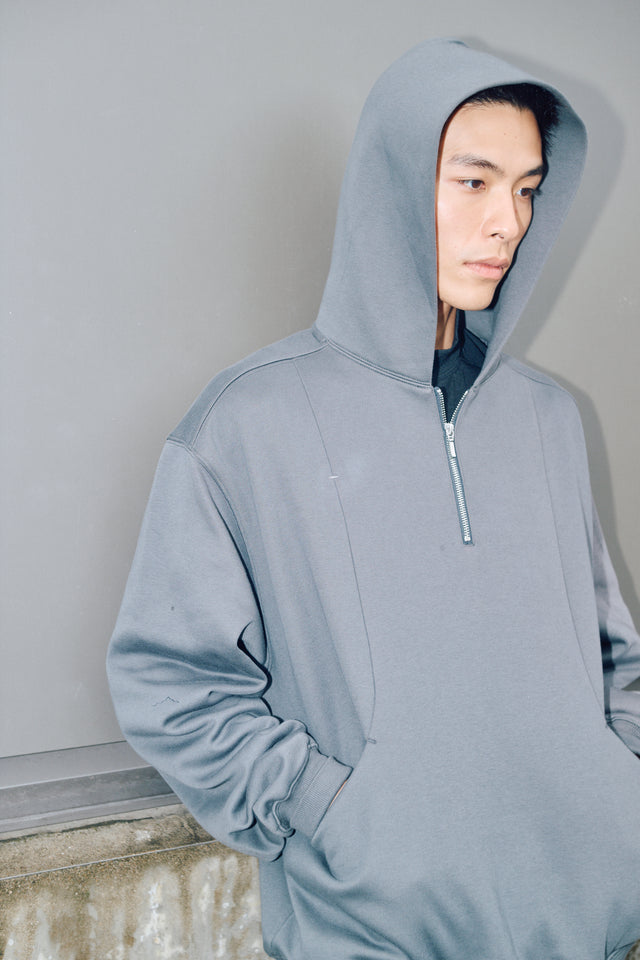SEIZE - ANTISTATIC HALF ZIP OVERSIZED HOODIE - GRAPHITE