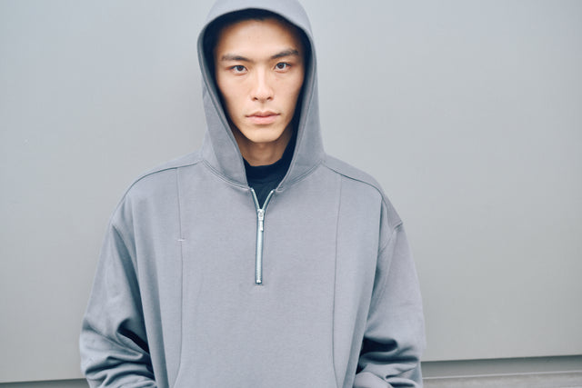 SEIZE - ANTISTATIC HALF ZIP OVERSIZED HOODIE - GRAPHITE