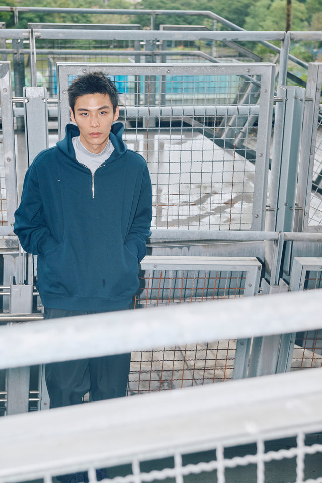 SEIZE - ANTISTATIC HALF ZIP OVERSIZED HOODIE - OCEAN CURRENT