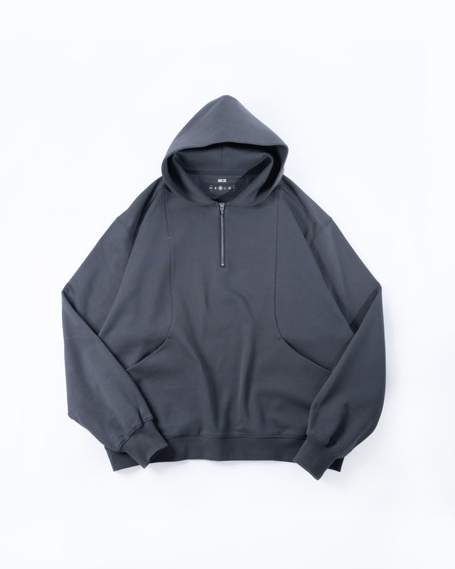 SEIZE - ANTISTATIC HALF ZIP OVERSIZED HOODIE - GRAPHITE