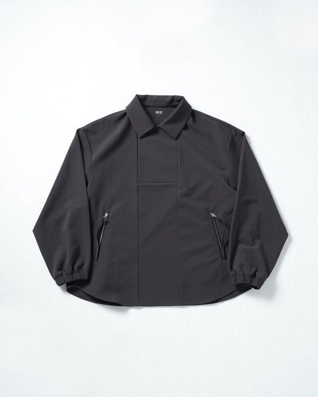 SEIZE - STAND COLLAR MAGNETIC LONG SHIRT - MOON GREY