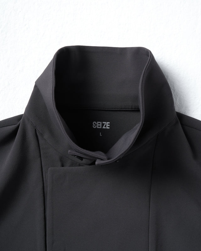 SEIZE - STAND COLLAR MAGNETIC LONG SHIRT - MOON GREY