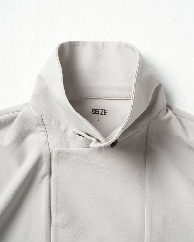 SEIZE - STAND COLLAR MAGNETIC LONG SHIRT - PLAIN GREY