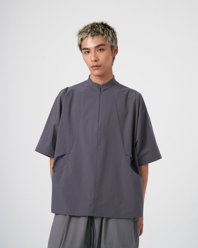 SEIZE - TECH SOLOTEX 2WAY HALF ZIP SHIRT - MOON GREY