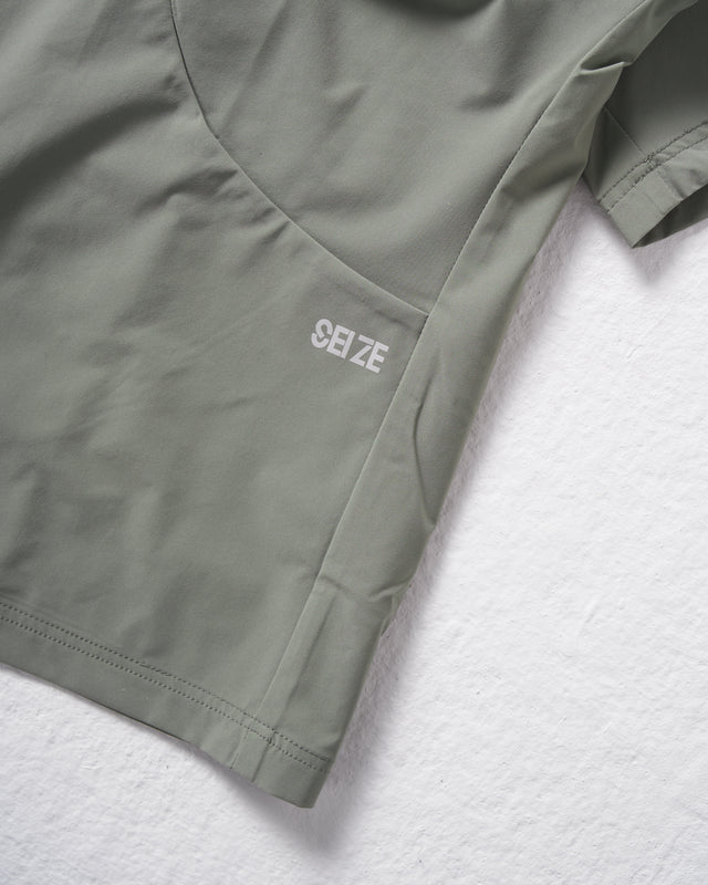 SEIZE - TECH SOLOTEX 2WAY HALF ZIP SHIRT - SAGE GREEN