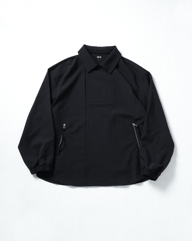 SEIZE - STAND COLLAR MAGNETIC LONG SHIRT - MATTE BLACK