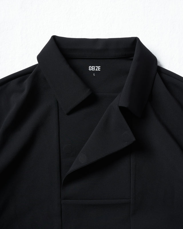 SEIZE - STAND COLLAR MAGNETIC LONG SHIRT - MATTE BLACK