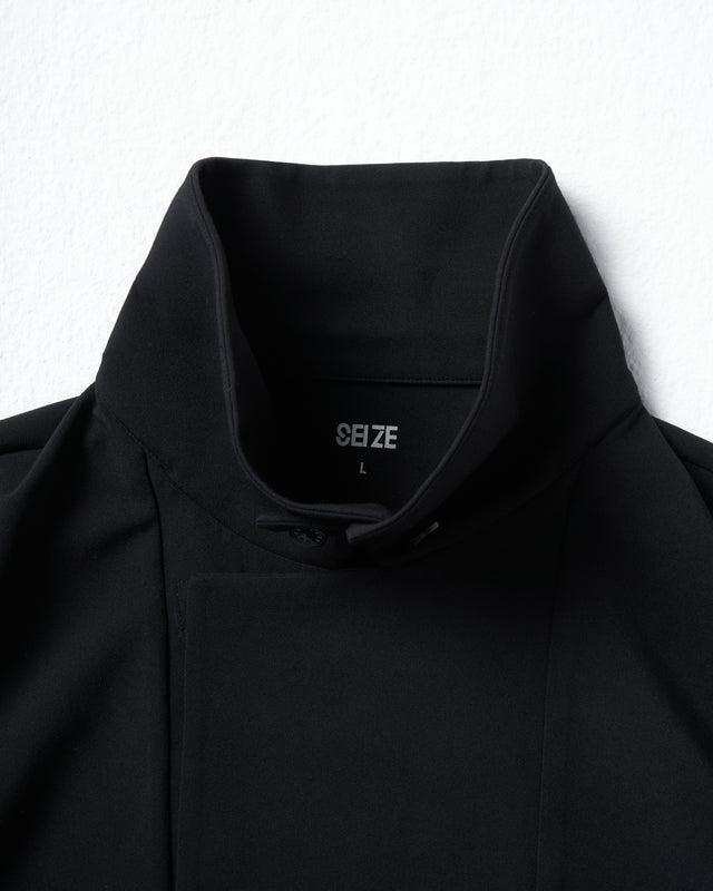 SEIZE - STAND COLLAR MAGNETIC LONG SHIRT - MATTE BLACK