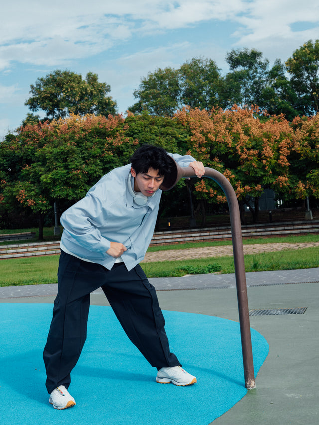 SEIZE - PINSTRIPES BALLOON SHIRT - CLOUD BREEZE