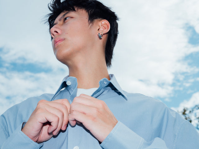 SEIZE - PINSTRIPES BALLOON SHIRT - CLOUD BREEZE