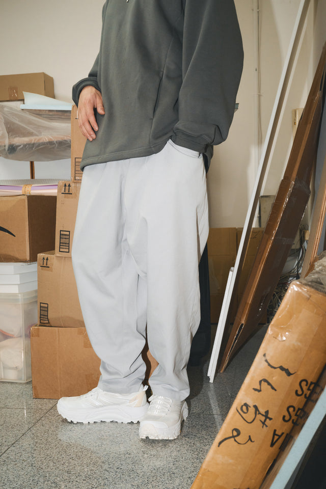 SEIZE - WIDE TAPERED SAROUEL PANTS - FROST GREY