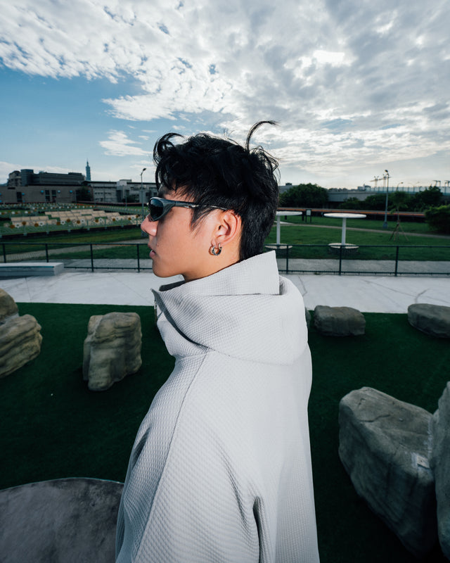 SEIZE - WAFFLE HALF ZIP PULLOVER - LIGHT SLATE