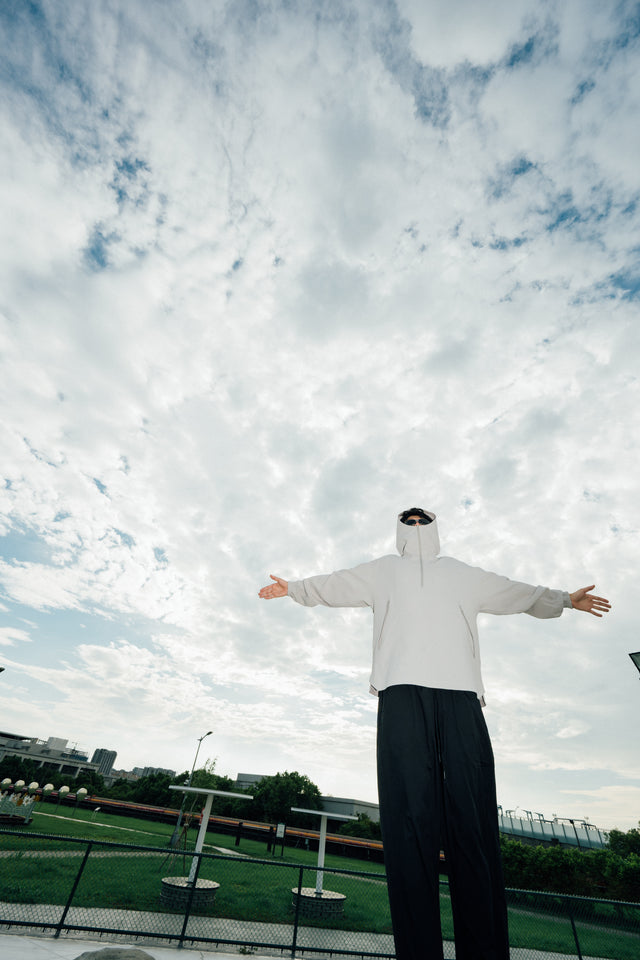 SEIZE - WAFFLE HALF ZIP PULLOVER - LIGHT SLATE