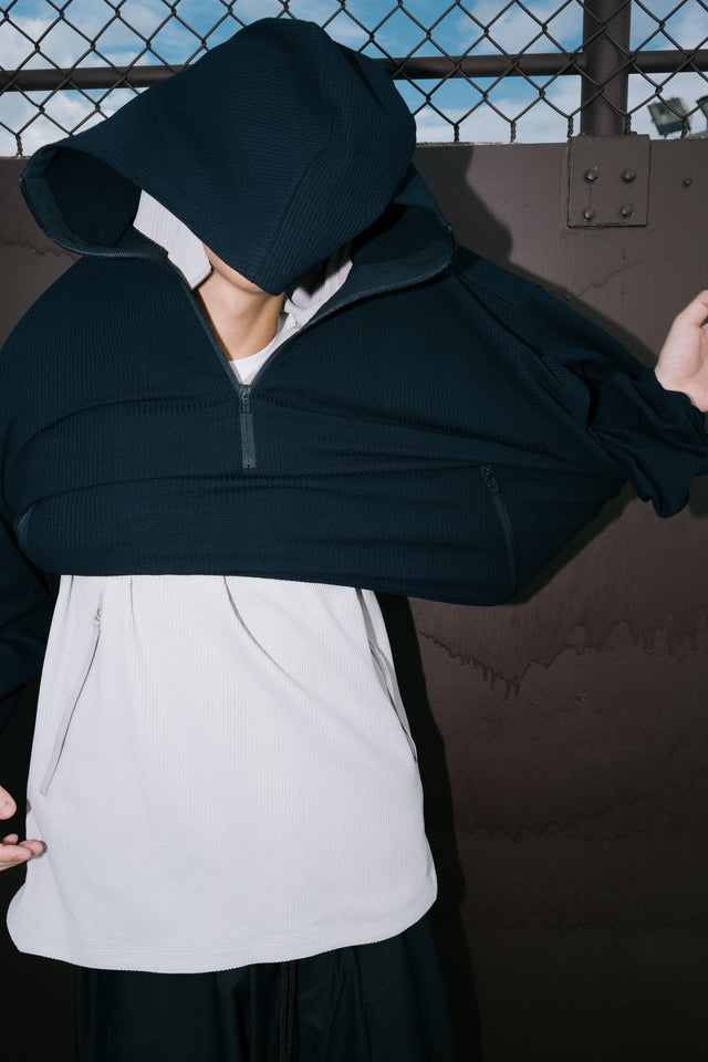 SEIZE - WAFFLE HALF ZIP PULLOVER - METRO OCEAN