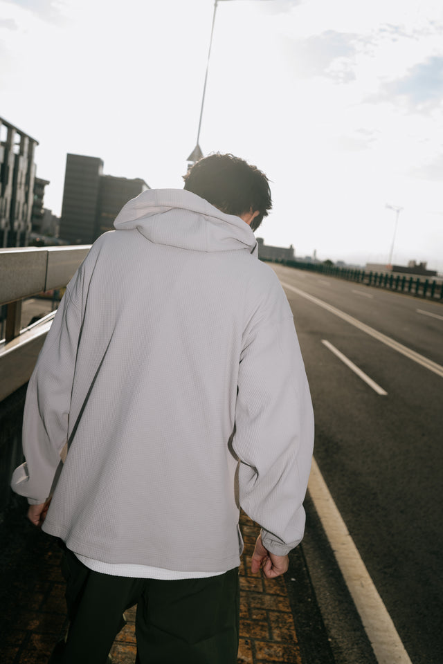 SEIZE - WAFFLE HALF ZIP PULLOVER - LIGHT SLATE