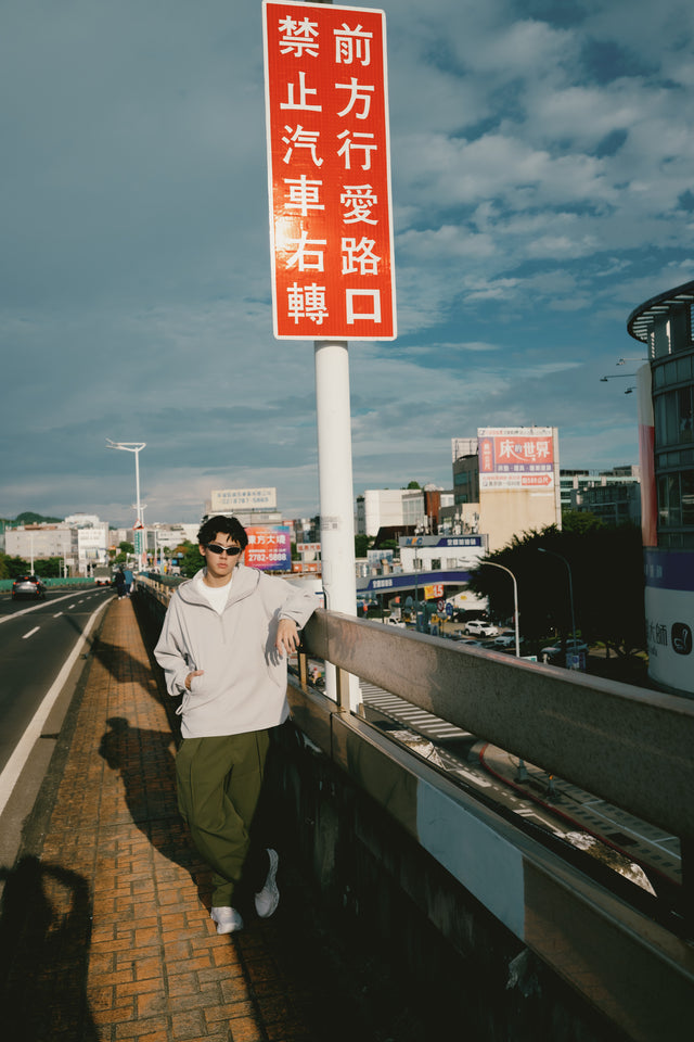 SEIZE - WAFFLE HALF ZIP PULLOVER - LIGHT SLATE