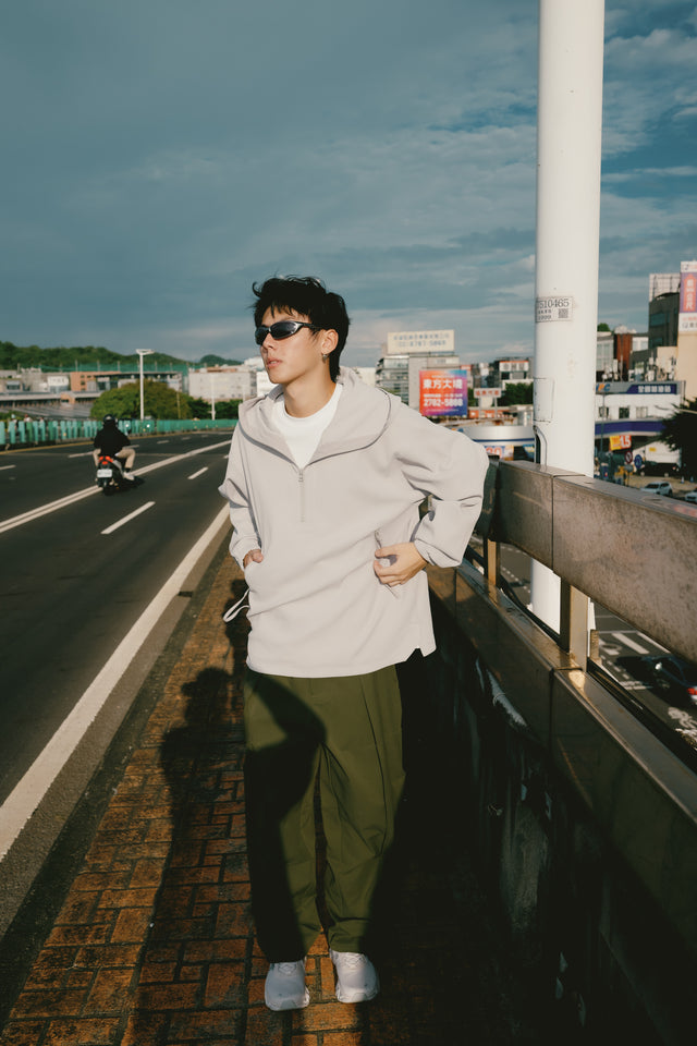 SEIZE - WAFFLE HALF ZIP PULLOVER - LIGHT SLATE