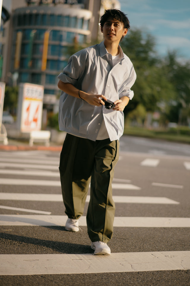 SEIZE - PINSTRIPES BALLOON SHIRT - CLOUD BREEZE