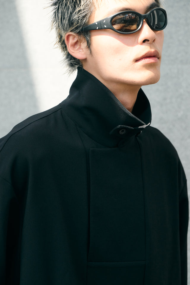 SEIZE - STAND COLLAR MAGNETIC LONG SHIRT - MATTE BLACK