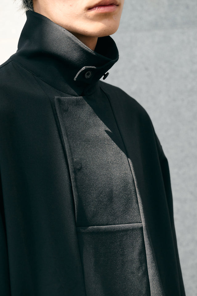 SEIZE - STAND COLLAR MAGNETIC LONG SHIRT - MATTE BLACK