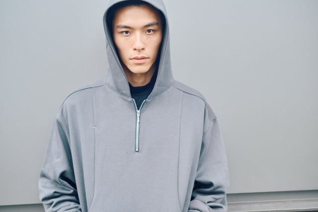 SEIZE - ANTISTATIC HALF ZIP OVERSIZED HOODIE - GRAPHITE