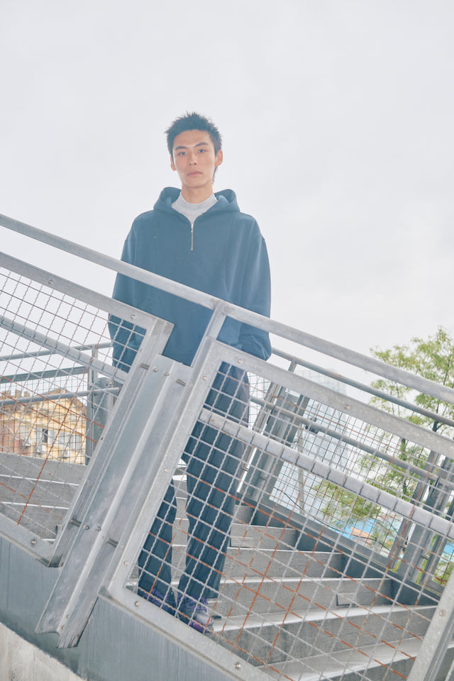 SEIZE - ANTISTATIC HALF ZIP OVERSIZED HOODIE - OCEAN CURRENT