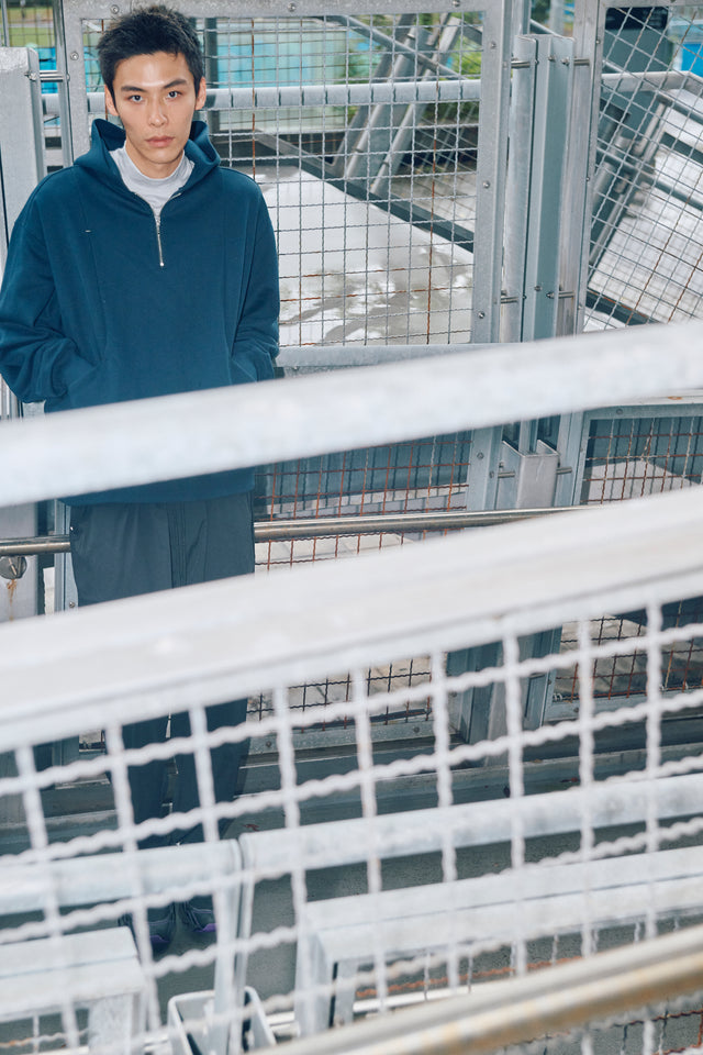 SEIZE - ANTISTATIC HALF ZIP OVERSIZED HOODIE - OCEAN CURRENT