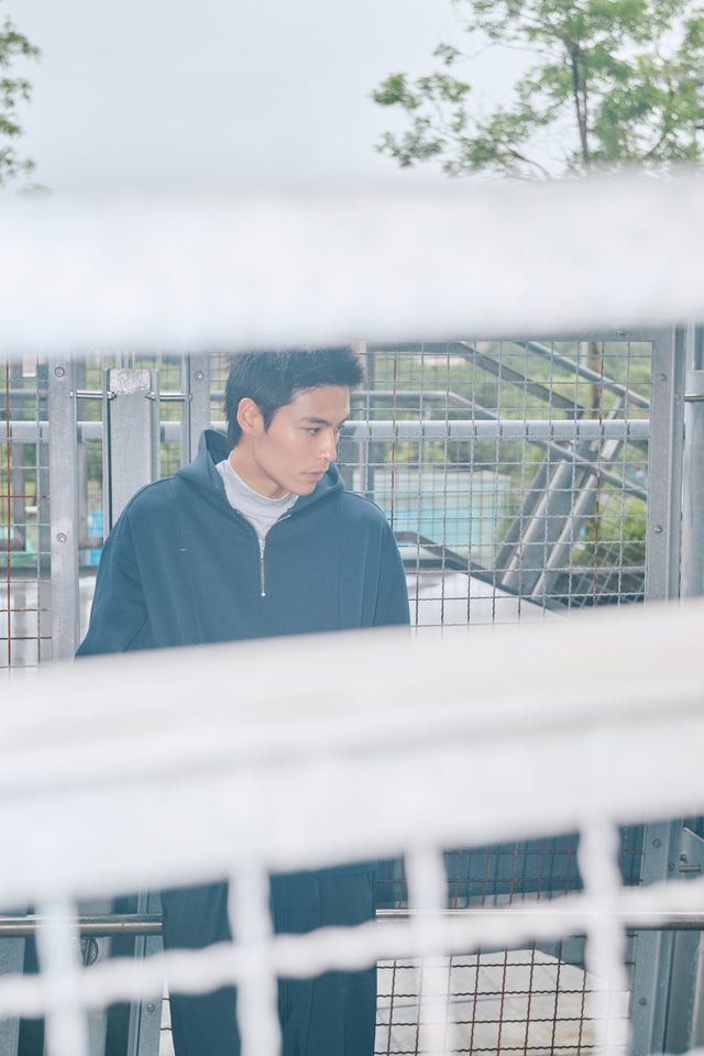 SEIZE - ANTISTATIC HALF ZIP OVERSIZED HOODIE - OCEAN CURRENT